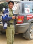 Lao policeman ensuring our safety