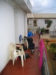 drying clothes & tent; cooking the remaining fod on the balcony