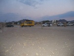 cars waiting for the gate to open (behind us!)